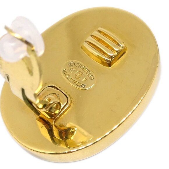 Chanel Oval Turnlock Gripoix Earrings Clip-On Red 97P - Picture 3 of 4